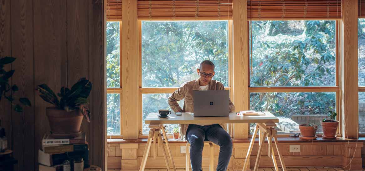 Employee with remote work setup