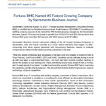 Fortuna BMC Named #5 Fastest Growing Company by Sacramento Business Journal